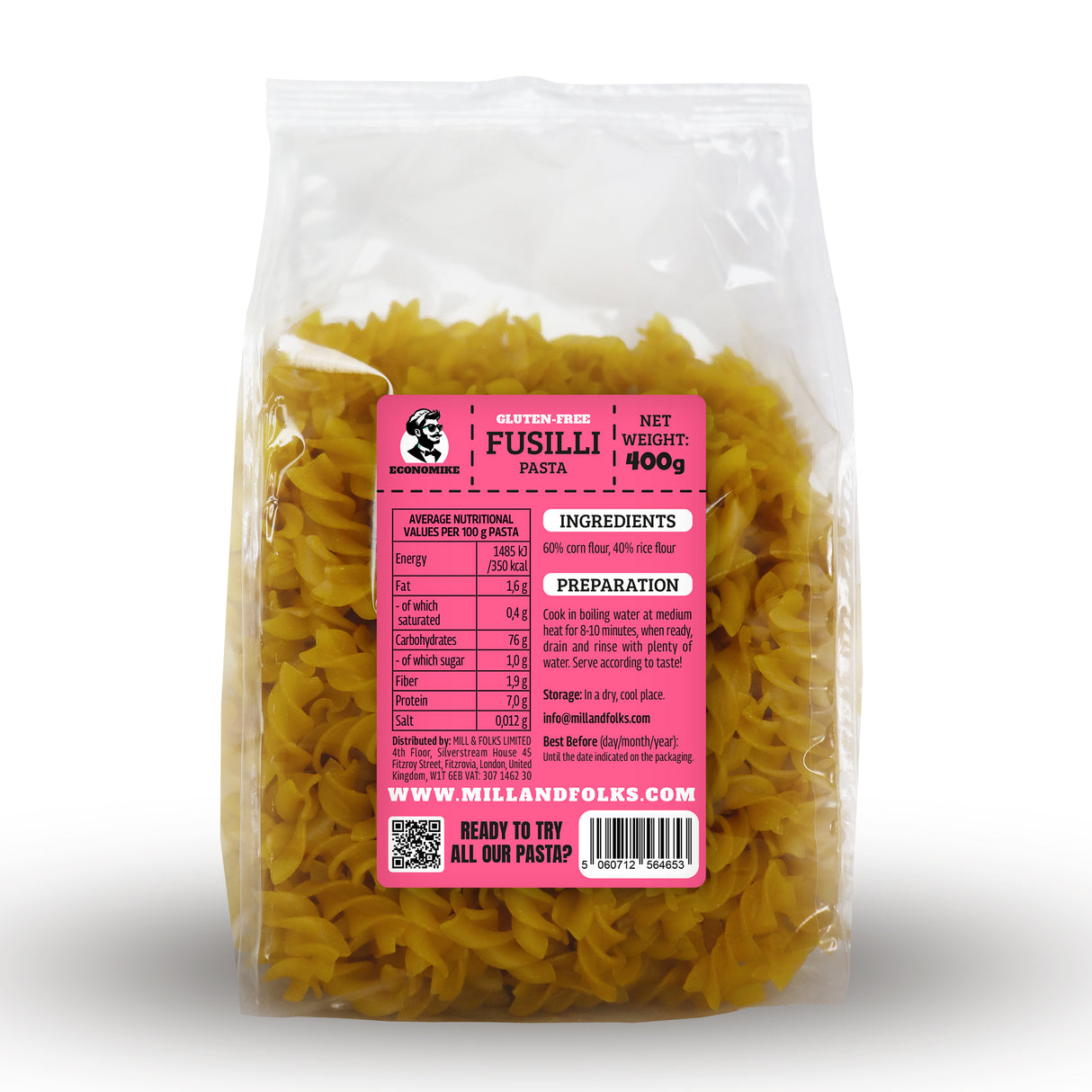 Economike Glutenfreie Mais-Reis-Nudeln Fusilli 400g