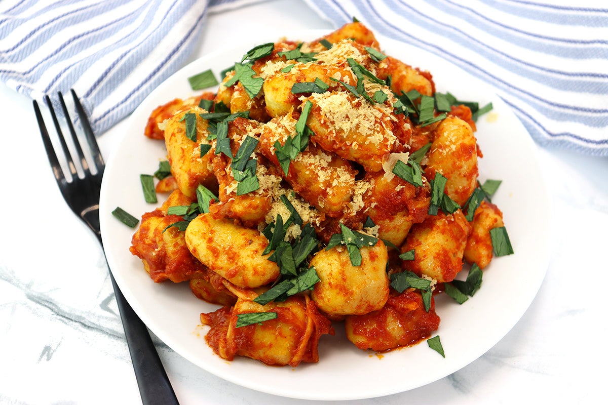 Tomato and celery gnocchi