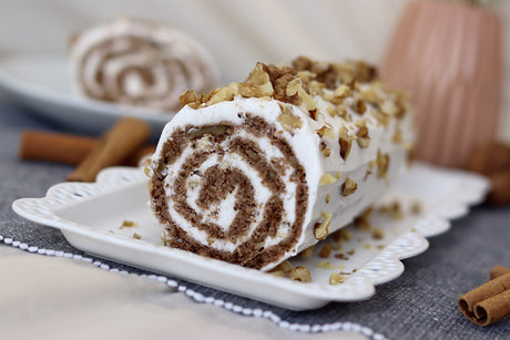 Mascarpone walnut roulade