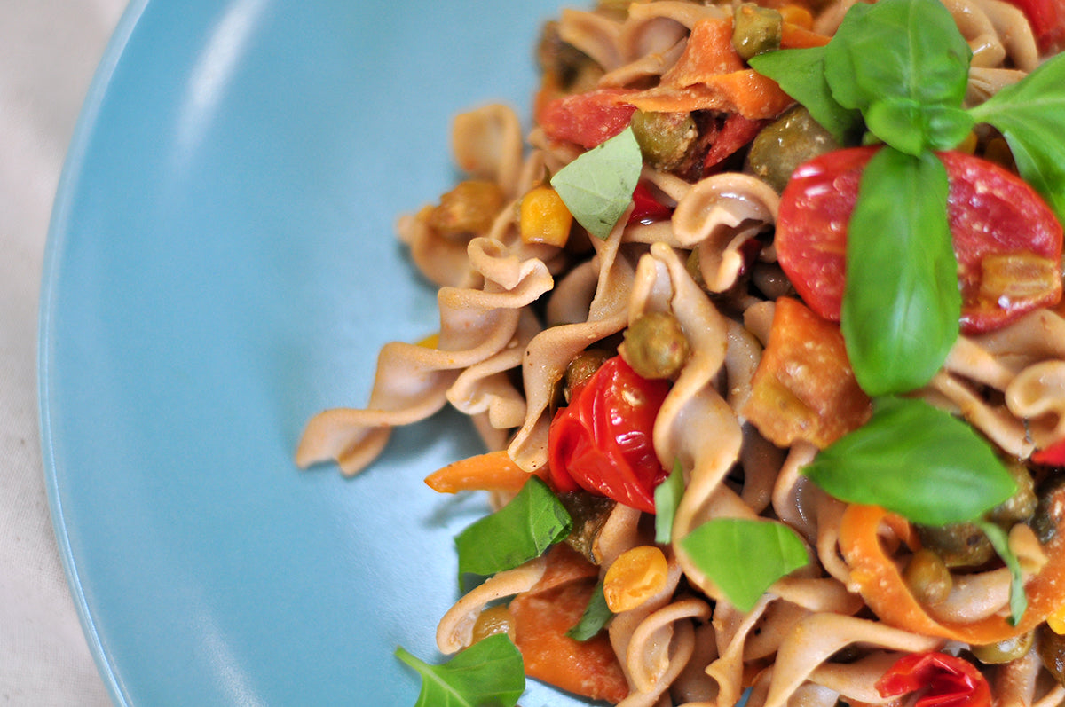 Pasta with roasted vegetables