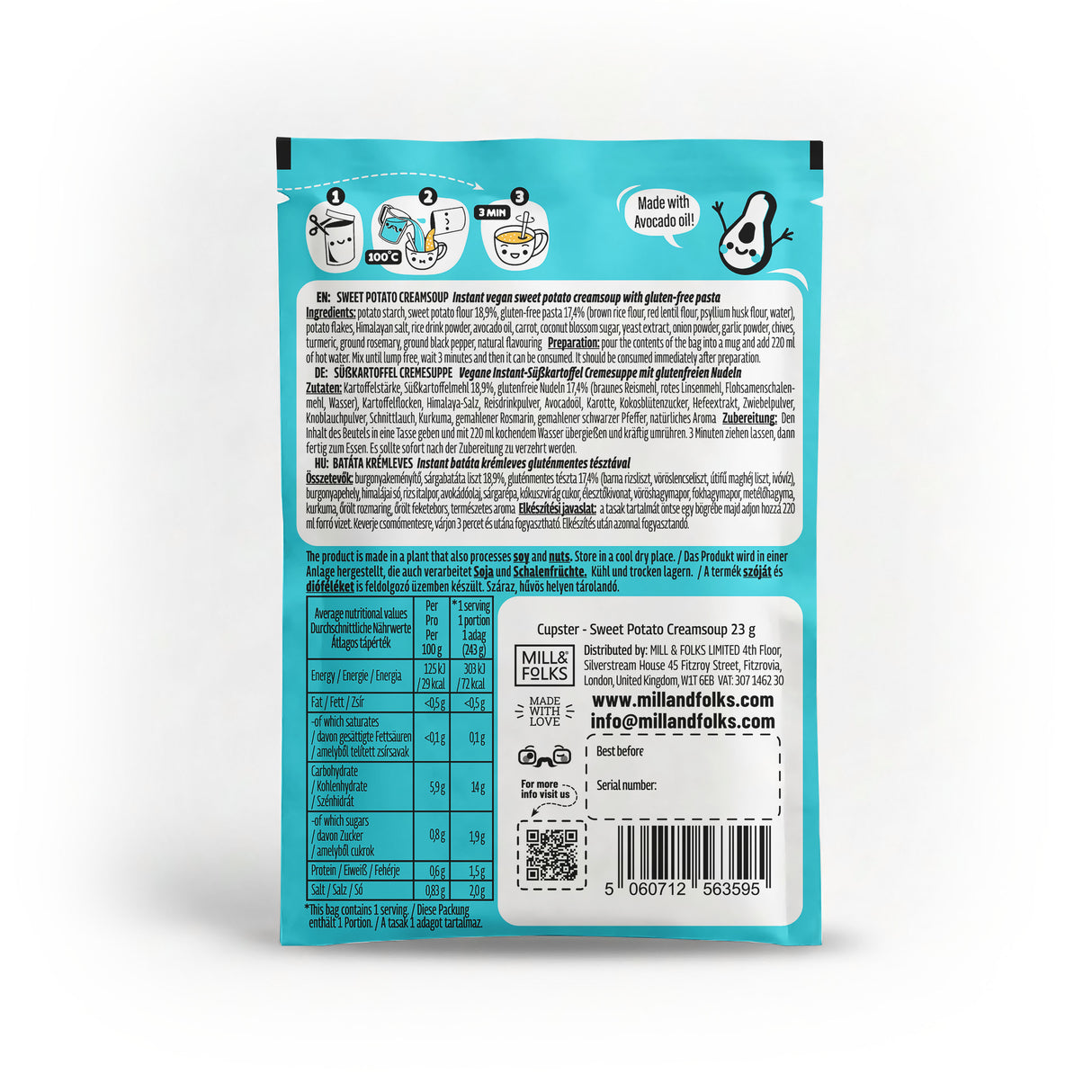 Cupster sofortige Süßkartoffel-Cremesuppe 10er Pack (10x23g)