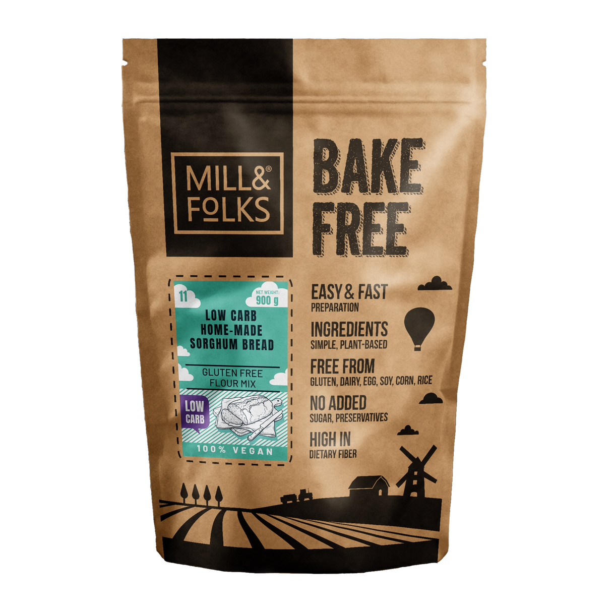 Bake-Free hausgemachte Low-Carb Sorghum-Brotmehlmischung 900g
