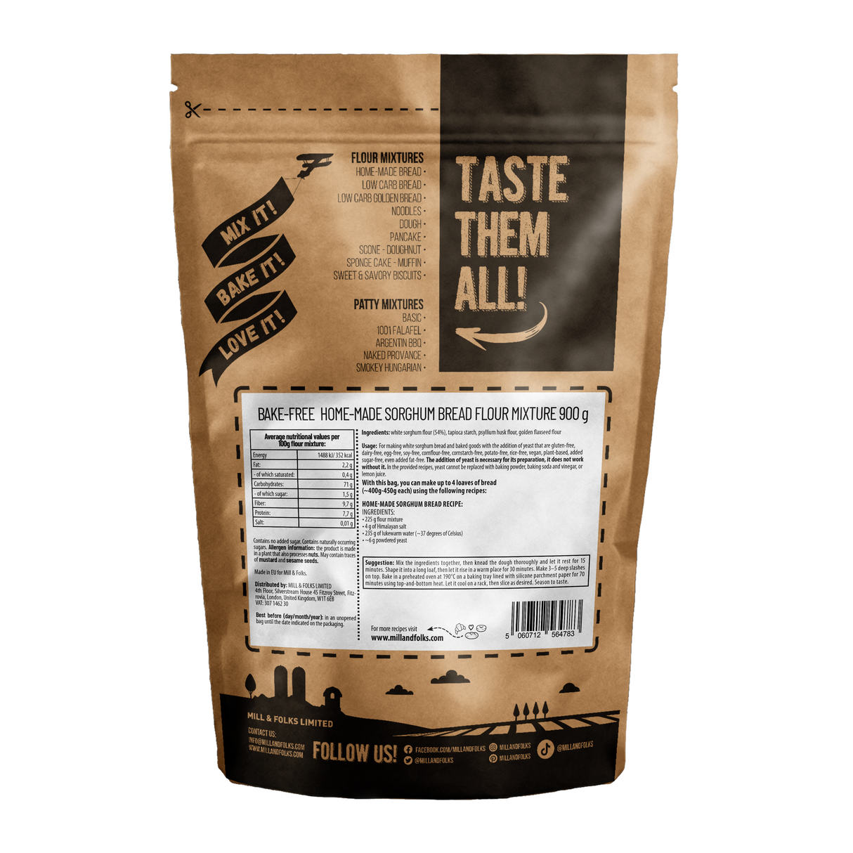 Bake-Free hausgemachte Sorghum-Brotmehlmischung 900g