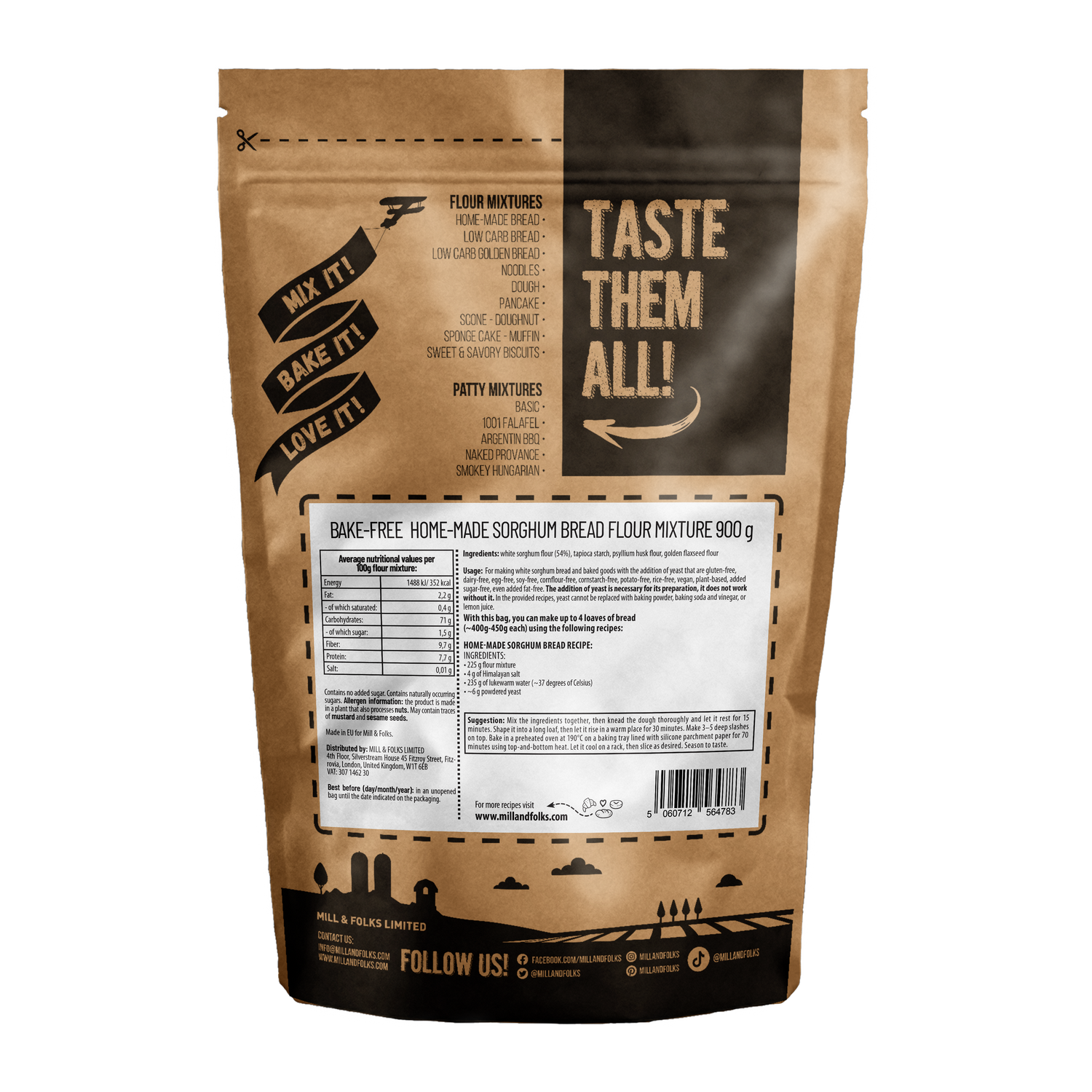 Bake-Free hausgemachte Sorghum-Brotmehlmischung 900g