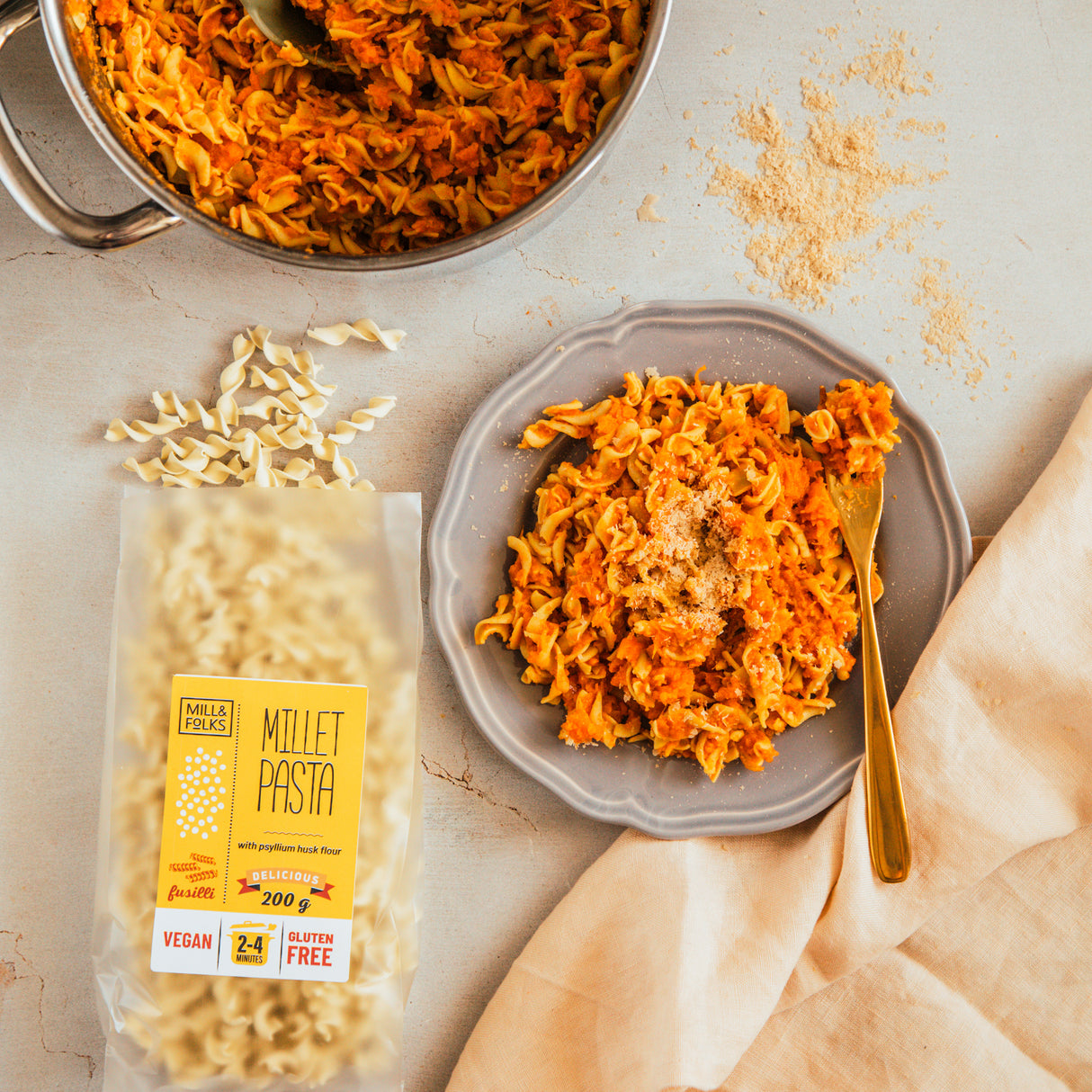 Hirsenudeln Fusilli Ingwer-Koriander 200g