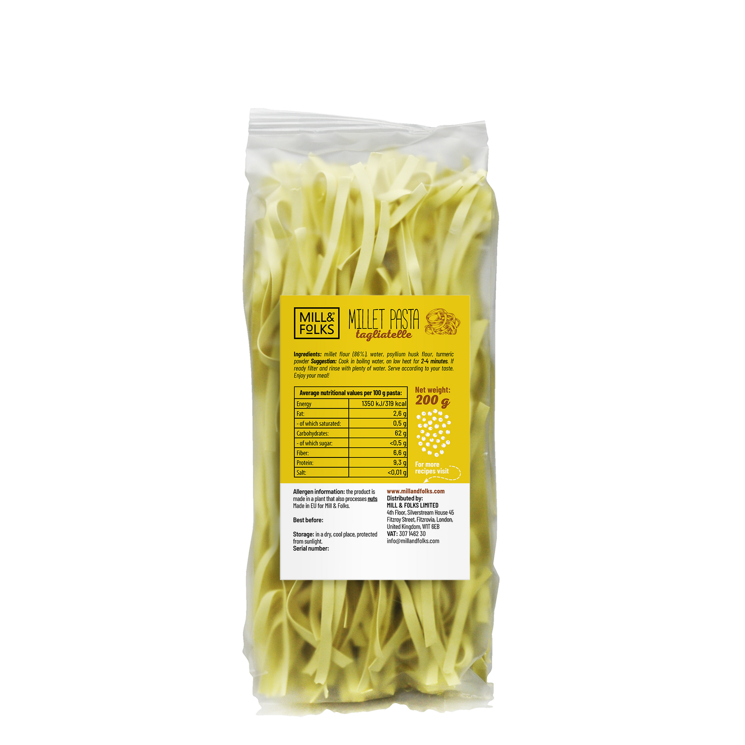 Millet pasta tagliatelle