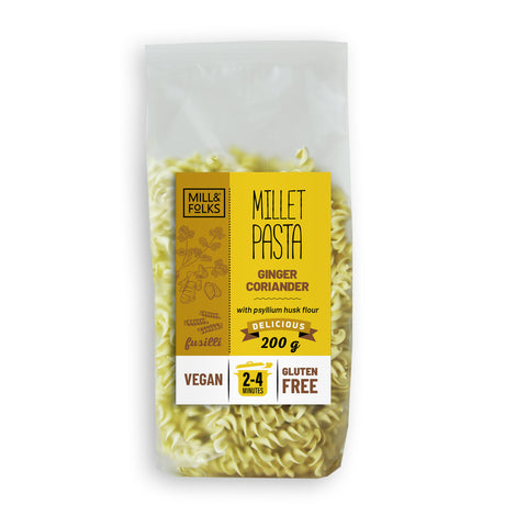 Millet pasta fusilli ginger-coriander