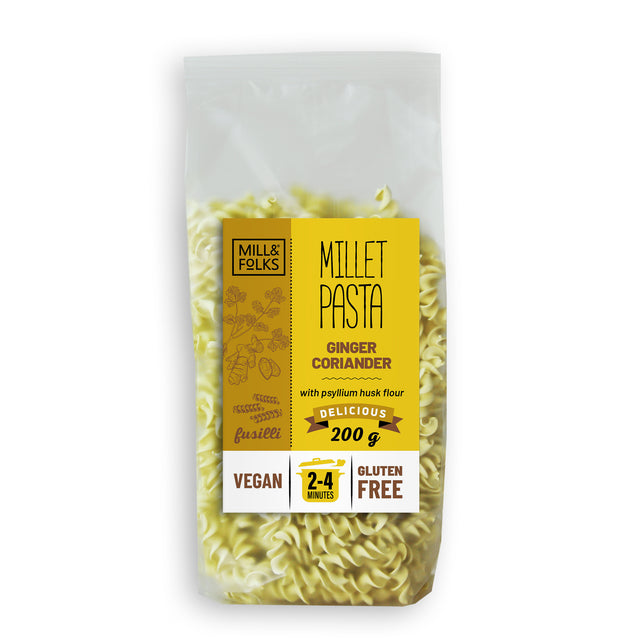 Millet pasta fusilli ginger-coriander