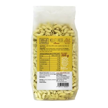 Millet pasta elbow