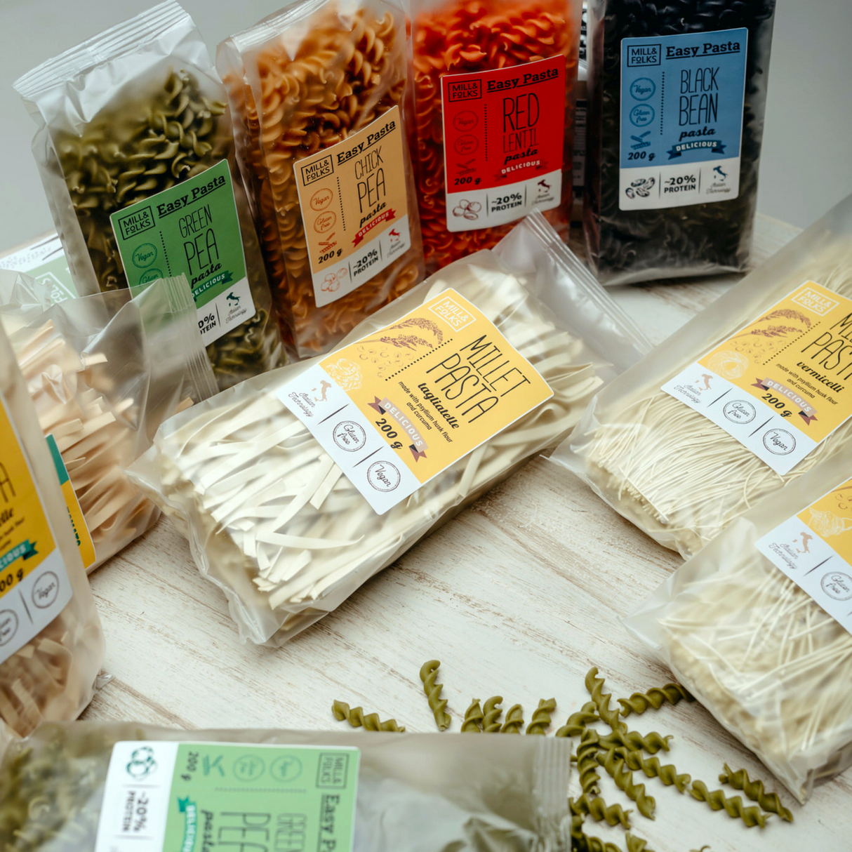 Millet pasta fusilli parsley-garlic